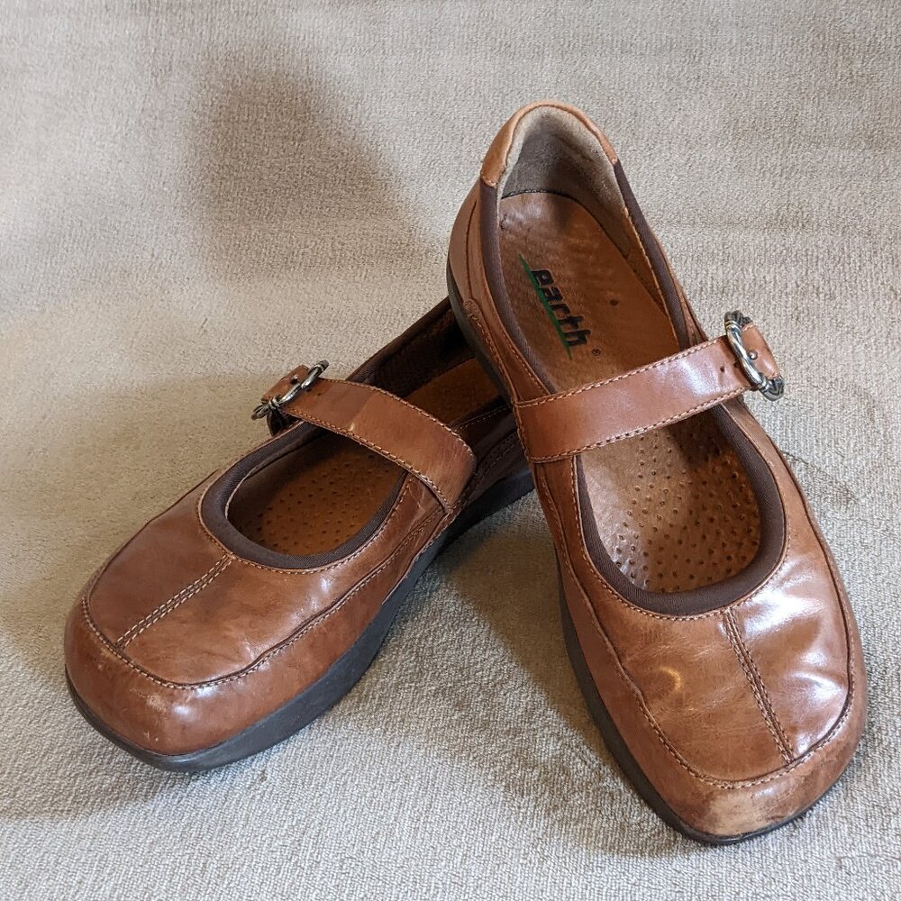 Tan Leather Kalso Earth Shoes Mary Janes Size 7 1/2
